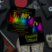 Iハート80sサウンドウェーブグラフィック誕生日