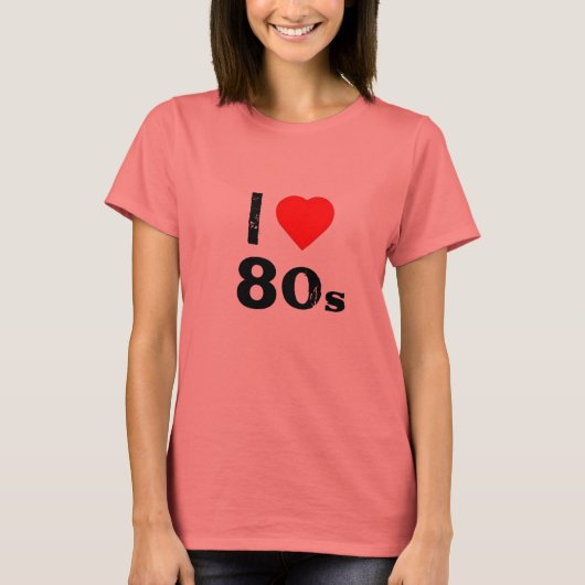"Iハート80's"レディースリンガーTシャツ Tシャツ (正面)