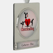 Iハート   のチアリーディング銀号と年 シルバープレートバナーオーナメント (右)