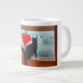 Iハート·キャッツWindowsillの猫の写真 ジャンボコーヒーマグカップ (正面右)