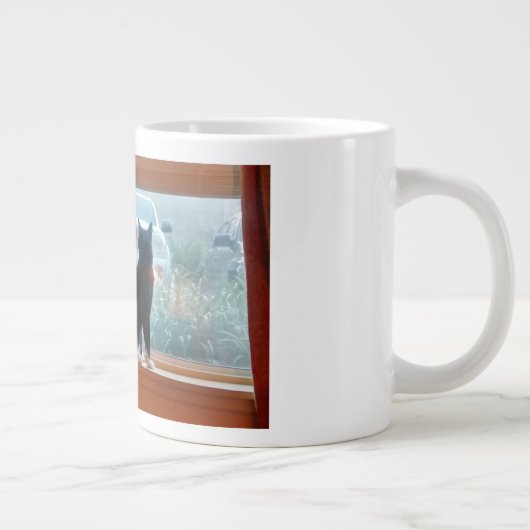 Iハート·キャッツWindowsillの猫の写真 ジャンボコーヒーマグカップ (右)