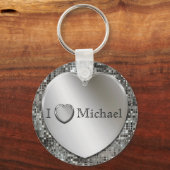Iハート...シルバーハートキーチェーン キーホルダー (正面)