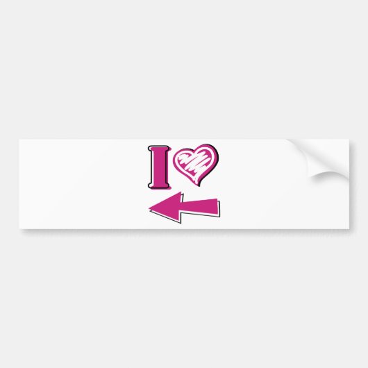 Iハート – ピンク矢印 バンパーステッカー (正面)