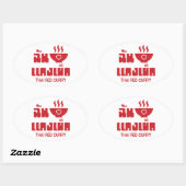 Iハート（ラブ）タイレッドカレー 楕円形シール (シート)