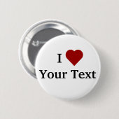 Iハート(個人化して下さい)ボタン 缶バッジ (正面&裏面)