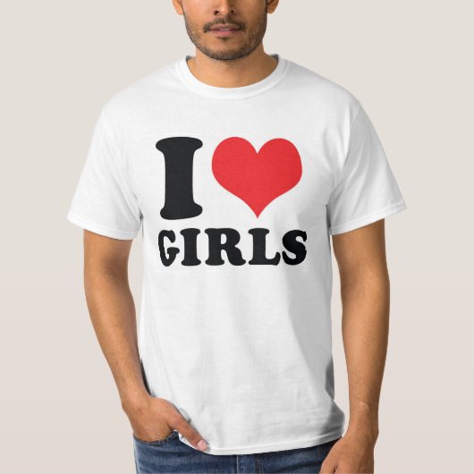 Iハート/愛女の子 Tシャツ (正面)