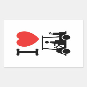 Iハート(愛)のゴルフカート 長方形シール