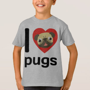 Iハート(愛)のパグ Tシャツ