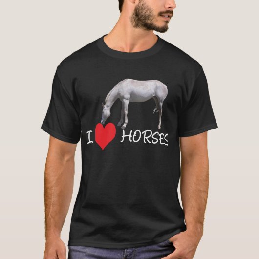 Iハート(愛)の馬-白馬 Tシャツ (正面)