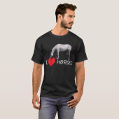 Iハート(愛)の馬-白馬 Tシャツ (正面フル)