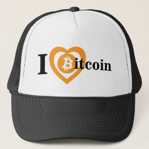 Iハート(愛)のBitcoinのロゴの記号の暗号の帽子の帽子 キャップ