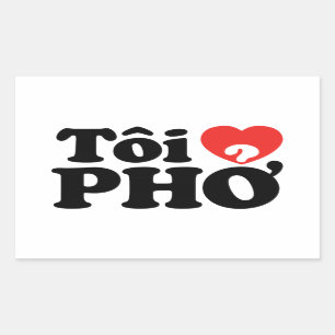 Iハート(愛)のPho (Tôiの❤ PHỞ)のベトナム語の言語 長方形シール
