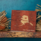 Iハート（愛）アラスカオンインナー樺の木樹皮 フォトプラーク (側面)