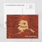 Iハート（愛）アラスカオンインナー樺の木樹皮 ポストカード (正面/裏面)