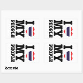 Iハート（愛）タイ人 長方形シール (シート)