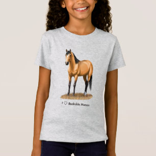 Iハート（愛）バックスキンの馬 Tシャツ