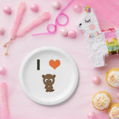 Iハート（愛）ビーバー ペーパープレート (パーティー)