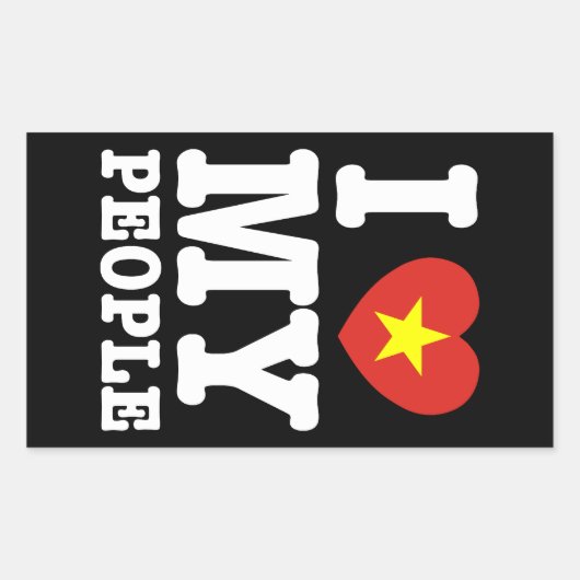 Iハート（愛）ベトナム人 長方形シール (正面)
