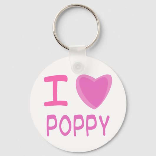 Iハート（愛）ポピー キーホルダー (正面)