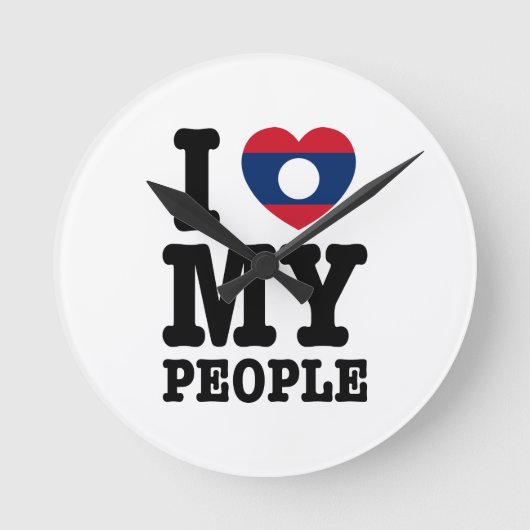 Iハート（愛）マイ・ラオ・ピープル ラウンド壁時計 (正面)
