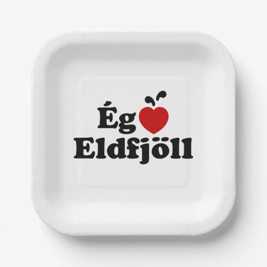 Iハート（愛）火山[エグエルスカエルディョル] ペーパープレート (正面)