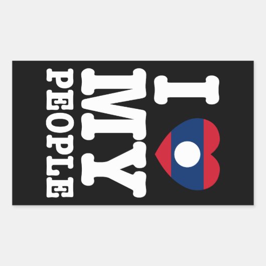 Iハート（愛）私のラオスの人々 長方形シール (正面)