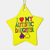Iハート(愛)私の自閉症の娘 セラミックオーナメント (左)