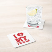 Iハート（愛）Erawan私のラオスの人々 スクエアペーパーコースター (インサイチュ)