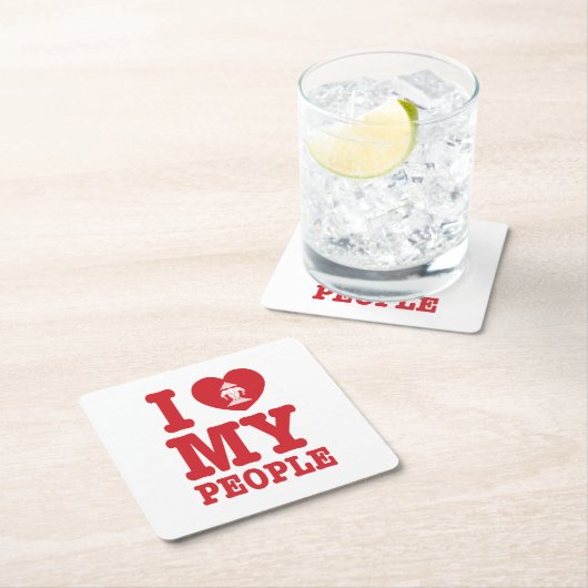 Iハート（愛）Erawan私のラオスの人々 スクエアペーパーコースター (インサイチュ)