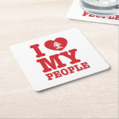 Iハート（愛）Erawan私のラオスの人々 スクエアペーパーコースター (アングル)