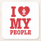 Iハート（愛）Erawan私のラオスの人々 スクエアペーパーコースター (正面)