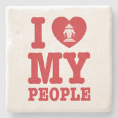 Iハート（愛）Erawan私のラオスの人々 ストーンコースター (正面)