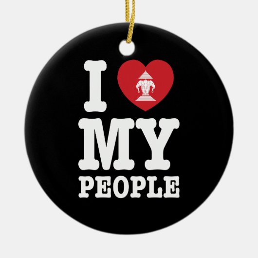 Iハート（愛）Erawan私のラオスの人々 セラミックオーナメント (正面)