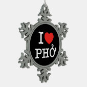 Iハート(愛) Pho スノーフレークピューターオーナメント (左)