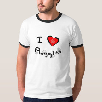 Iハート-愛Puggles Tシャツ