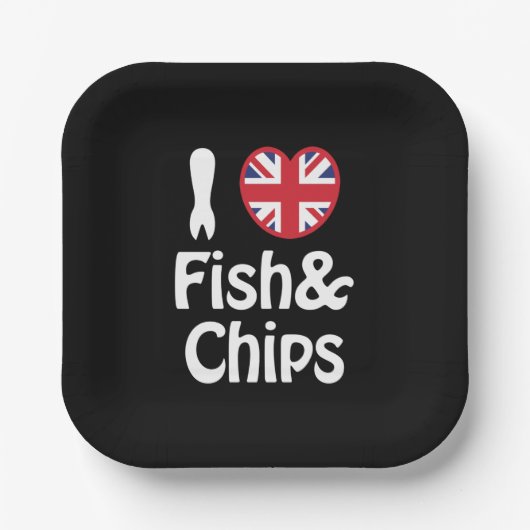 Iハート[Love]フィッシュ&チップスバンダナ ペーパープレート (正面)