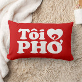 Iハート(Love)フォー(トーイ❤ PHO)ベトởナム語 ランバークッション (ブランケット)