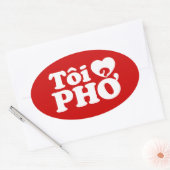 Iハート(Love)フォー(トーイ❤ PHO)ベトởナム語 楕円形シール (封筒)