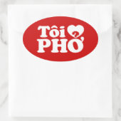 Iハート(Love)フォー(トーイ❤ PHO)ベトởナム語 楕円形シール (バッグ)