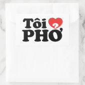 Iハート(Love)フォー(トーイ❤ PHO)ベトởナム語 長方形シール (バッグ)