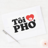 Iハート(Love)フォー(トーイ❤ PHO)ベトởナム語 長方形シール (封筒)