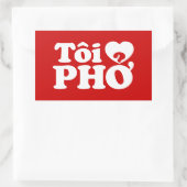 Iハート(Love)フォー(トーイ❤ PHO)ベトởナム語 長方形シール (バッグ)