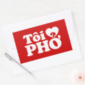 Iハート(Love)フォー(トーイ❤ PHO)ベトởナム語 長方形シール (封筒)