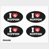 Iハート[LOVE]日本楕円ステッカー 楕円形シール (シート)