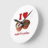 Iハート[Love] Sticky Rice [Khao Niao] - Thai Isan ラウンド壁時計 (傾斜)