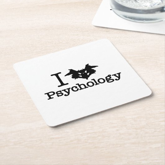 Iハート(Rorschach Inkblot)心理学 スクエアペーパーコースター (アングル)