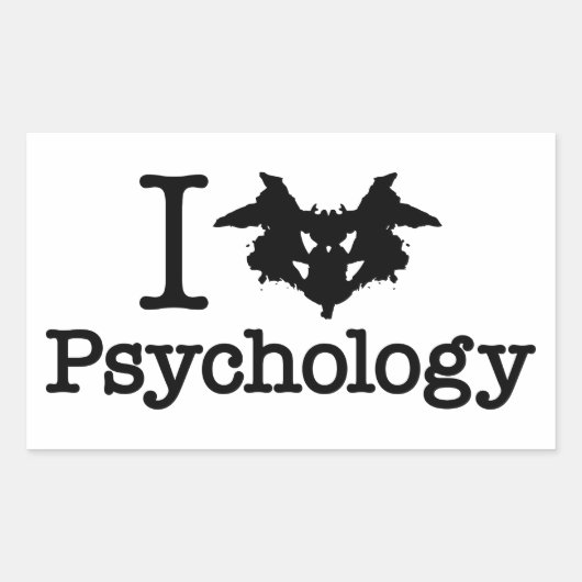 Iハート(Rorschach Inkblot)心理学 長方形シール (正面)