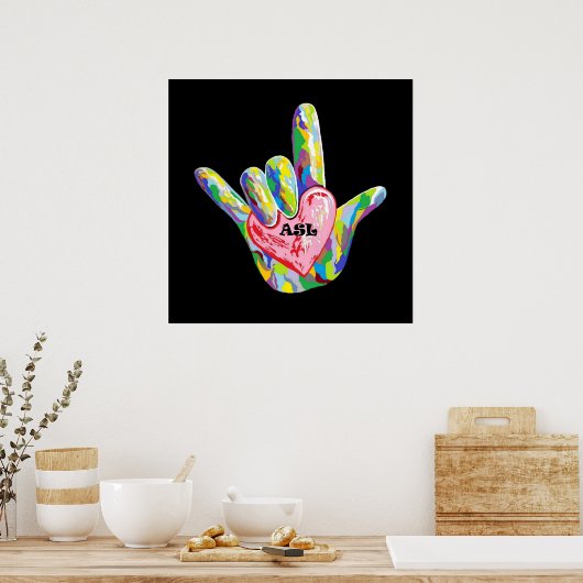 iハートASL ポスター (キッチン)