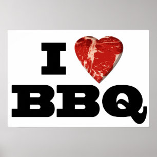 IハートBBQのステーキのハートの形のおもしろいな焼くこと ポスター