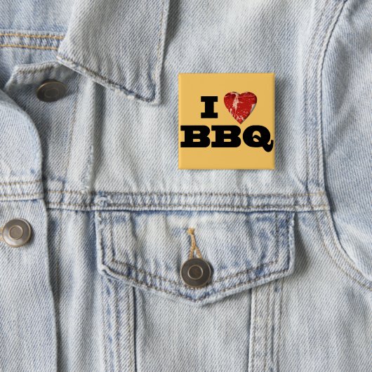 IハートBBQのステーキのハートの形のおもしろいな焼くこと 缶バッジ (インサイチュ)